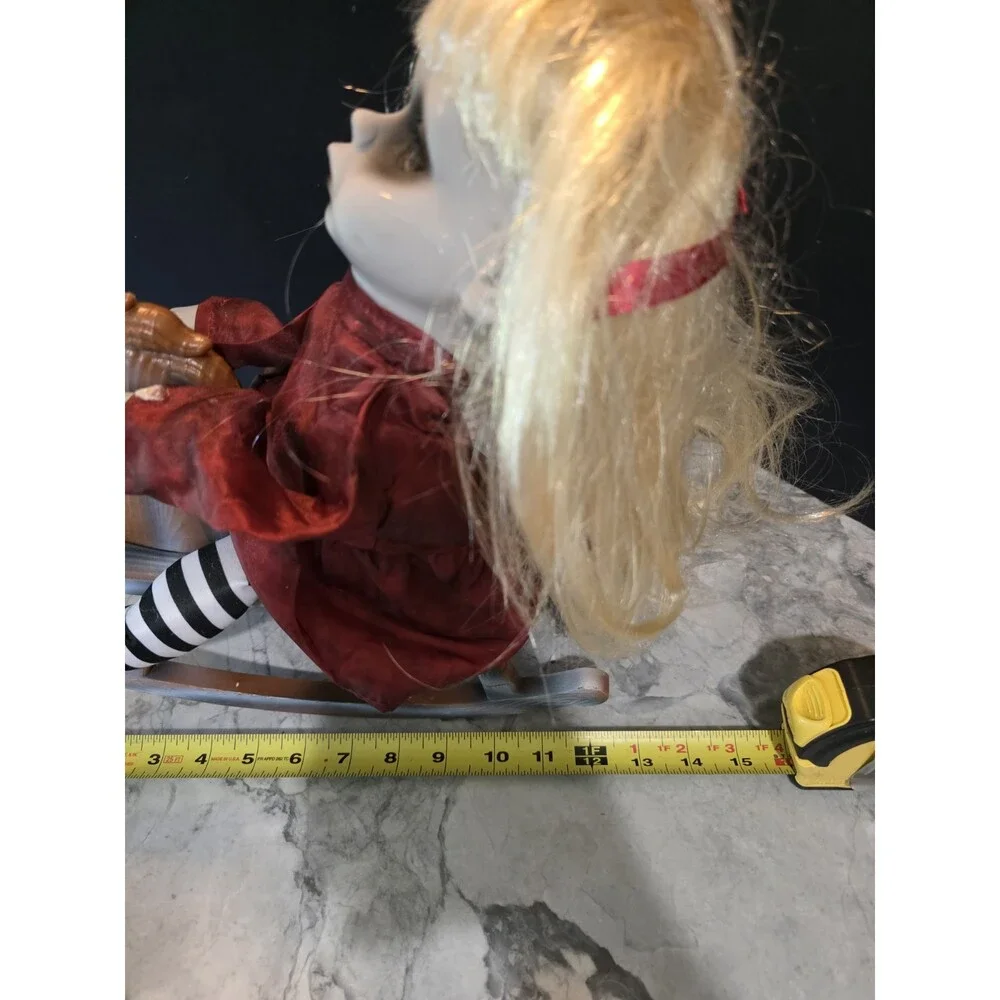 Pan Asian Creations Animated Creepy Doll Rocking Horse Light Up Red Eyes Tested